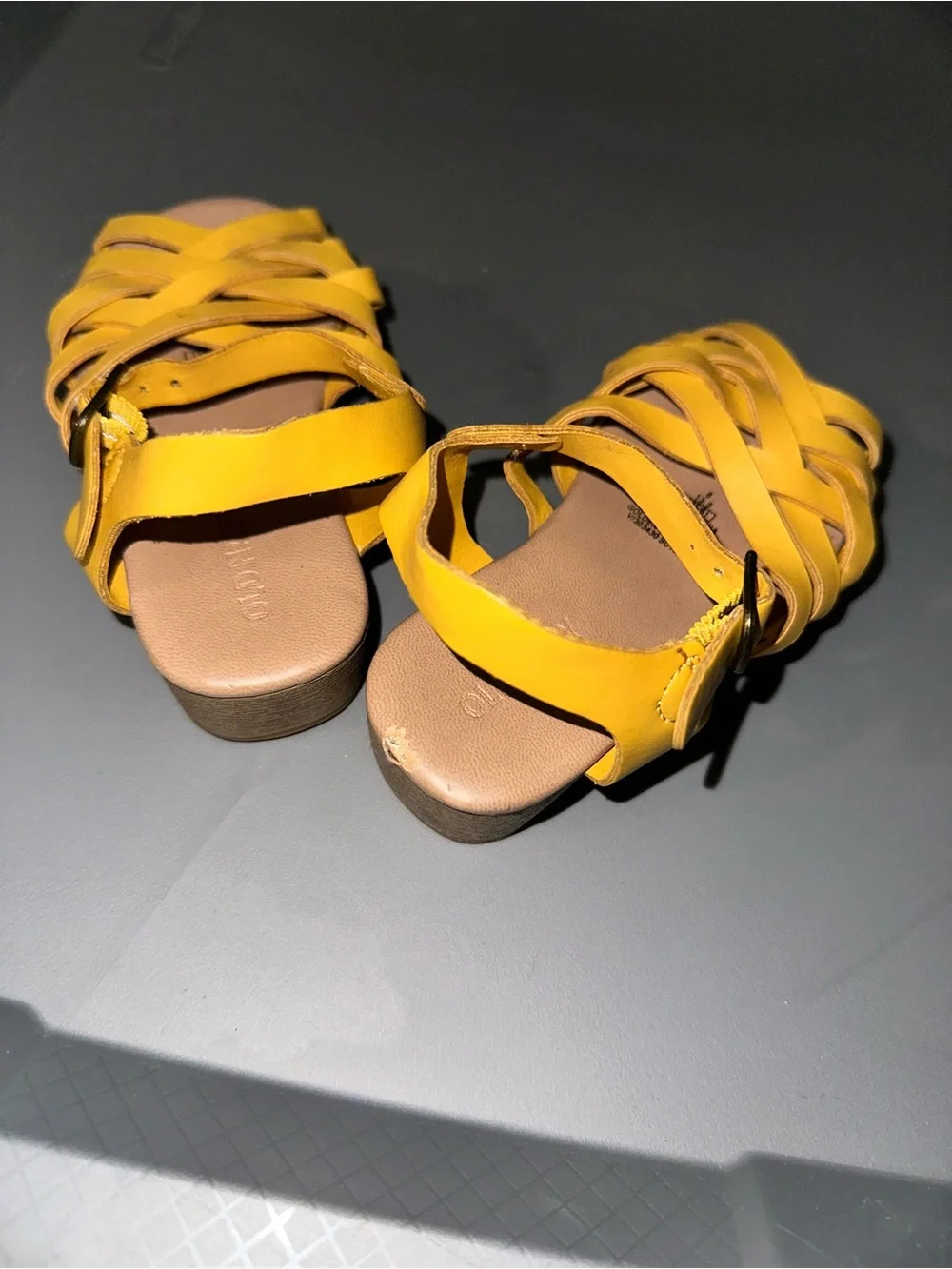 Old Navy Bright Yellow Woven Girls' Sandals with Ankle Strap
